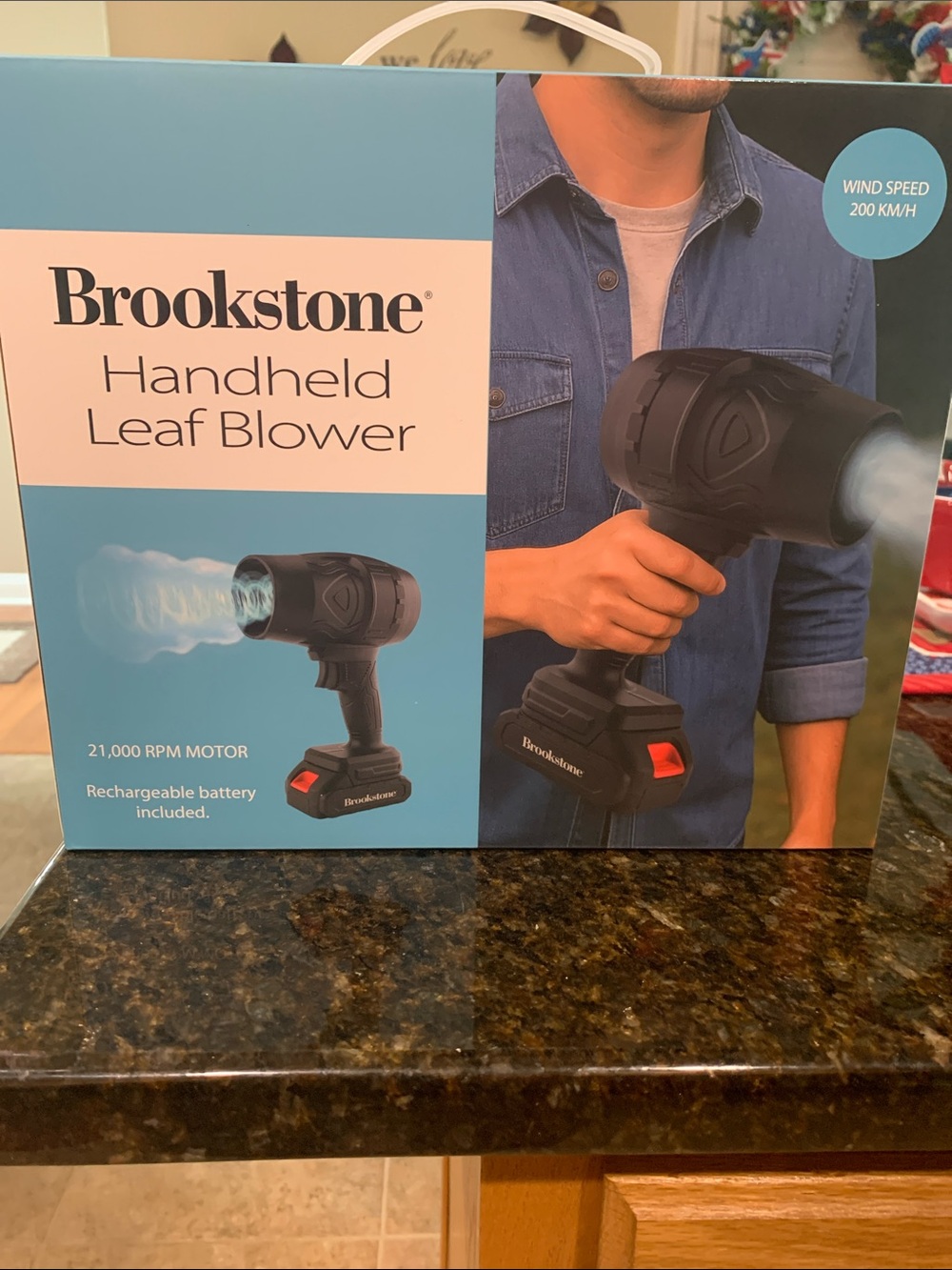 Brookstone Cordless Handheld Leaf Blower in Black with Red Accent